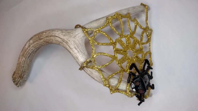 New Life - Deer antler with spider and web design