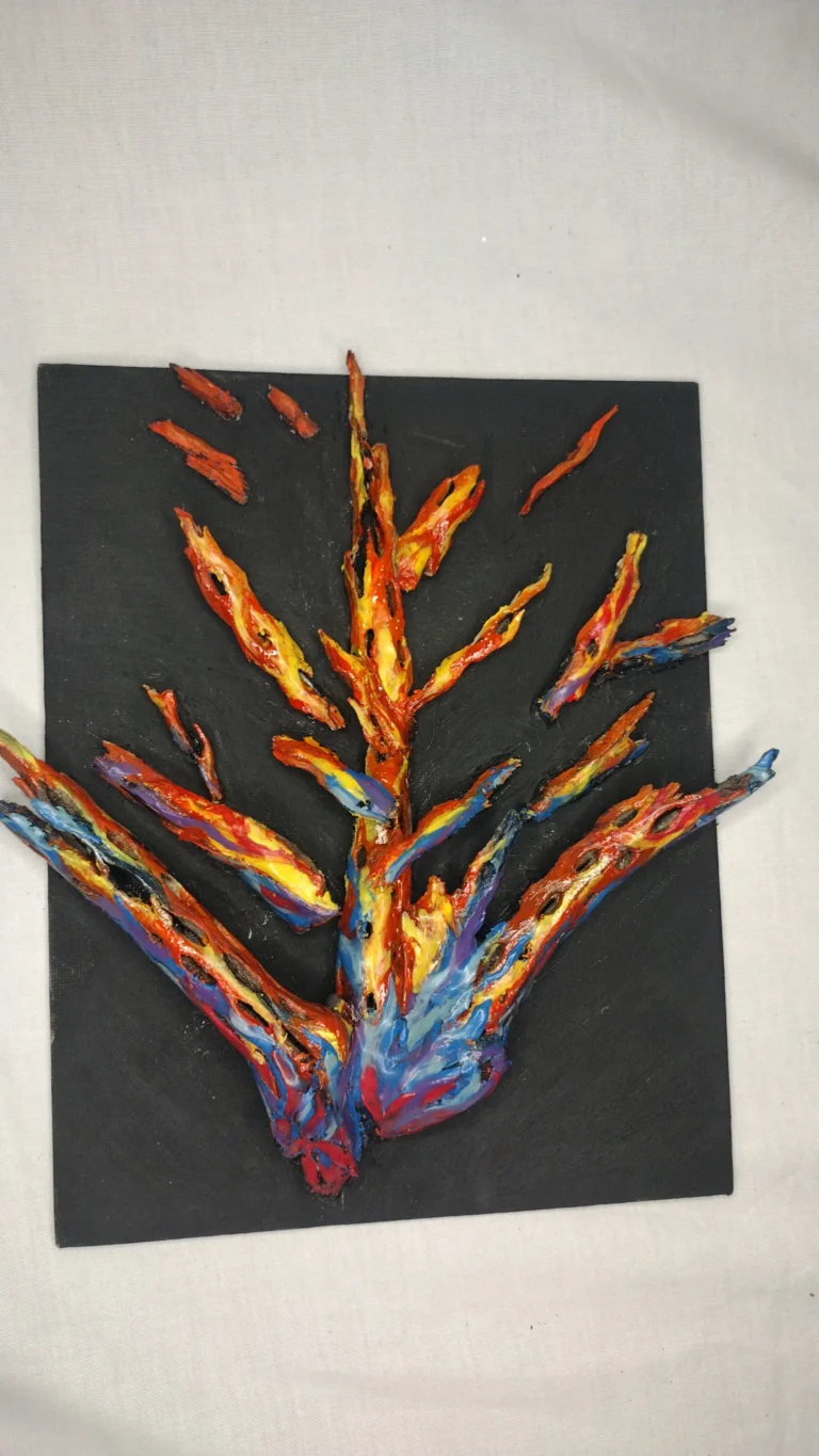 Ember Cholla cactus wood wall decor